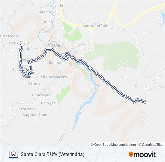 Mapa da linha 14 de ônibus