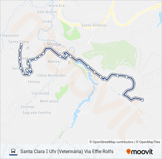 Mapa da linha 14 de ônibus