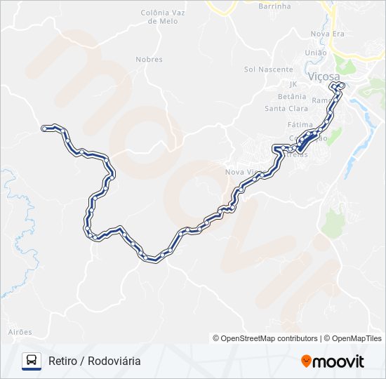 Mapa da linha 20 de ônibus