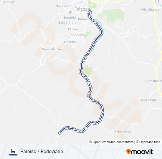 Mapa da linha 21 de ônibus