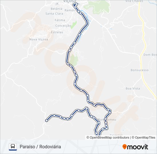 Mapa da linha 21 de ônibus