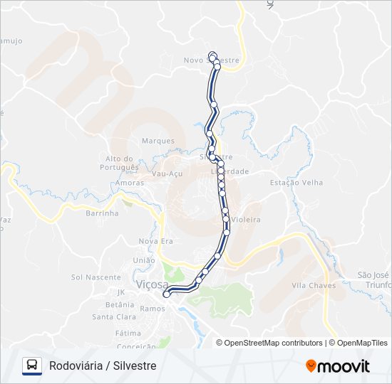 Mapa da linha 01A de ônibus