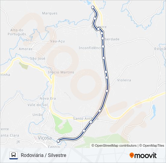 Mapa da linha 01A de ônibus