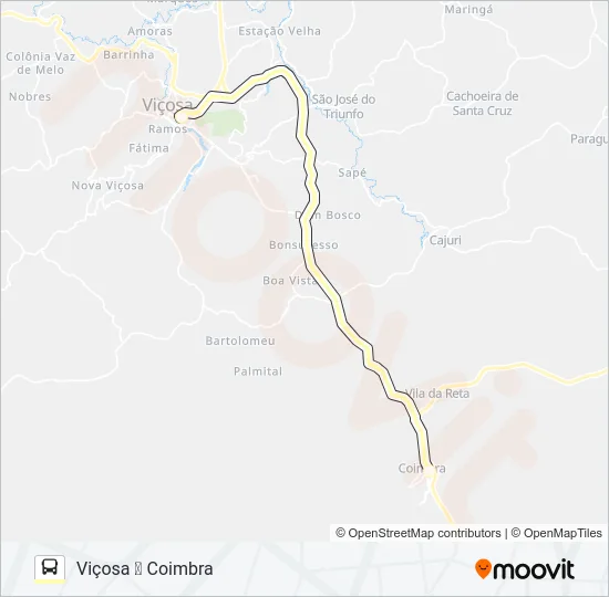 VIÇOSA X COIMBRA Bus Line Map