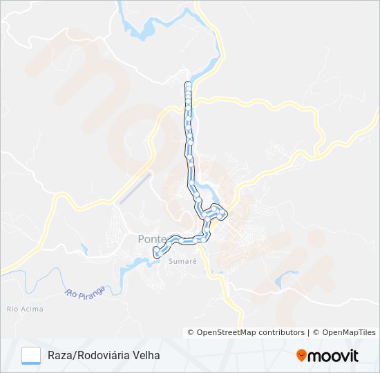 Mapa da linha 11 U de ônibus