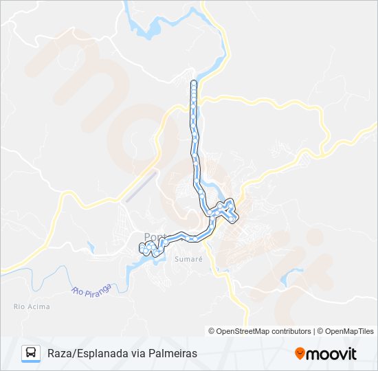 Mapa da linha 12 U de ônibus