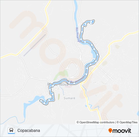Mapa da linha 15 U de ônibus
