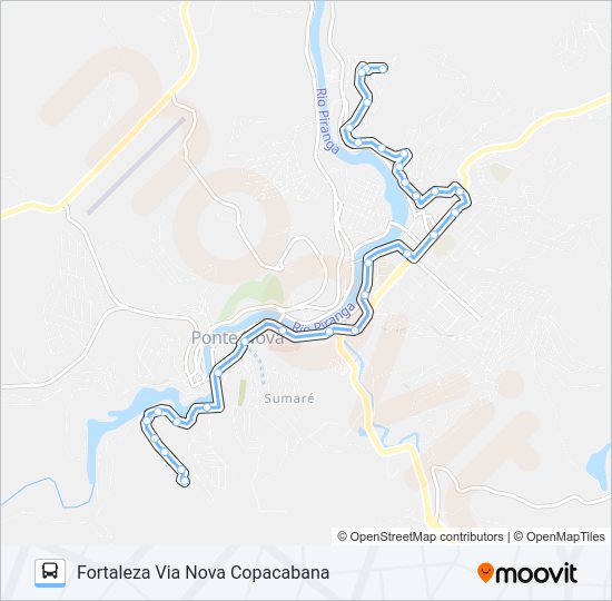 Mapa da linha 15 U de ônibus