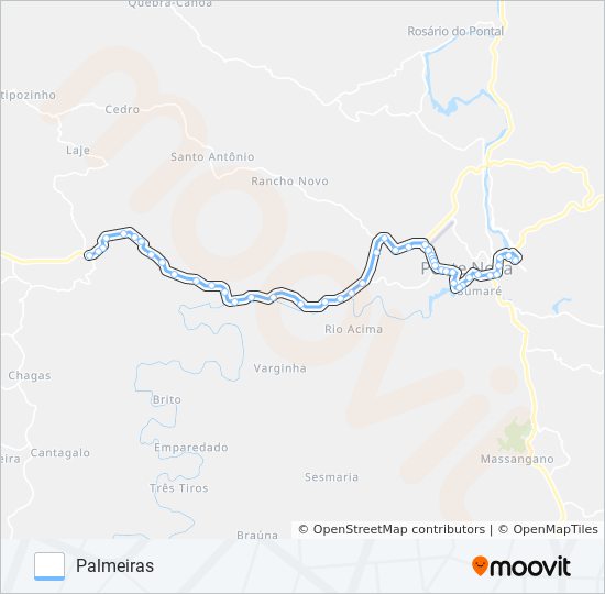 Mapa da linha 33 D de ônibus