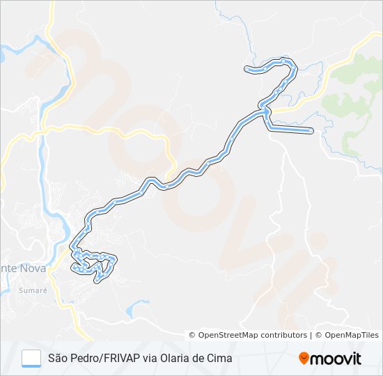 Mapa da linha 36 D de ônibus