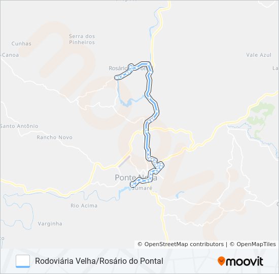 Mapa da linha 39 D de ônibus