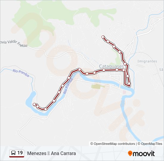 Mapa da linha 19 de ônibus