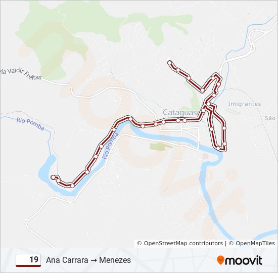 Mapa da linha 19 de ônibus