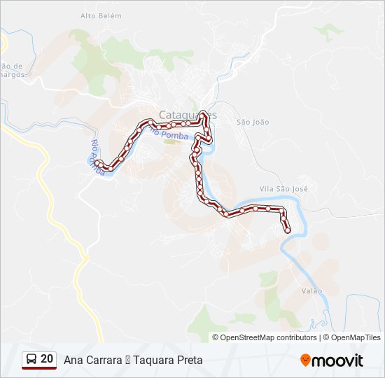 Mapa da linha 20 de ônibus