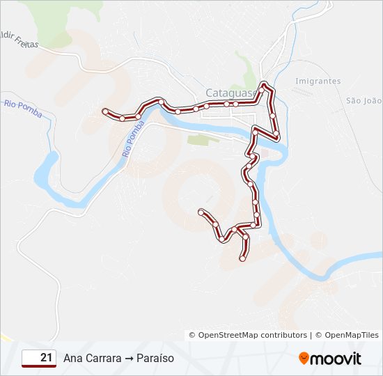 Mapa da linha 21 de ônibus