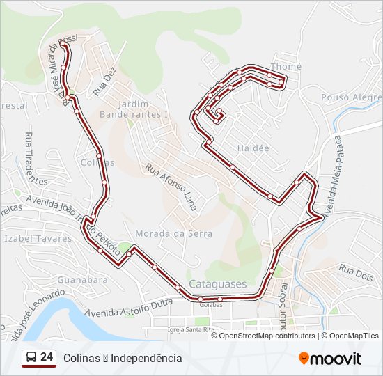 Mapa da linha 24 de ônibus