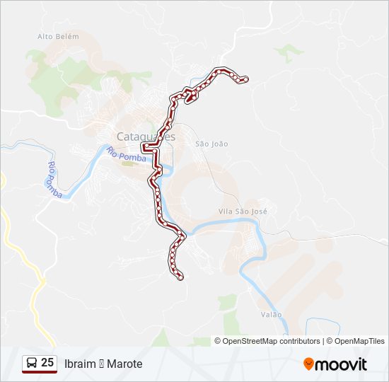 Mapa da linha 25 de ônibus