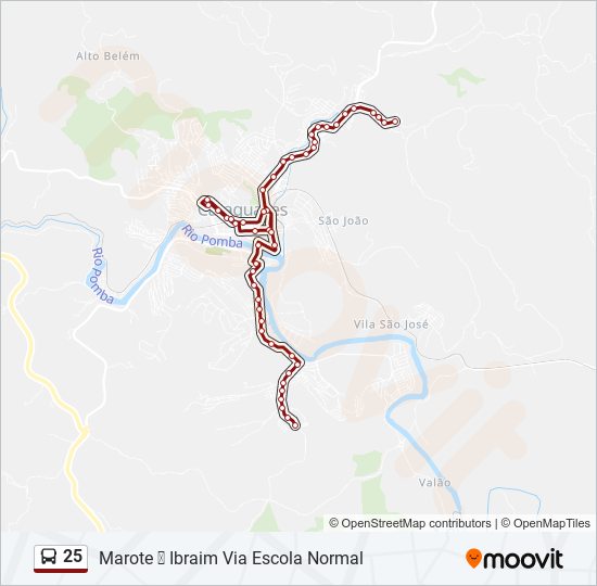 Mapa da linha 25 de ônibus