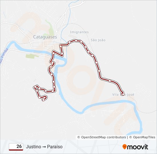 Mapa da linha 26 de ônibus