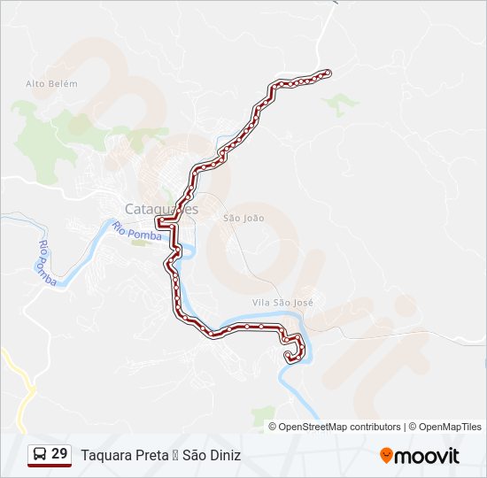 Mapa da linha 29 de ônibus