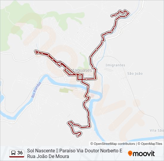 Mapa da linha 36 de ônibus