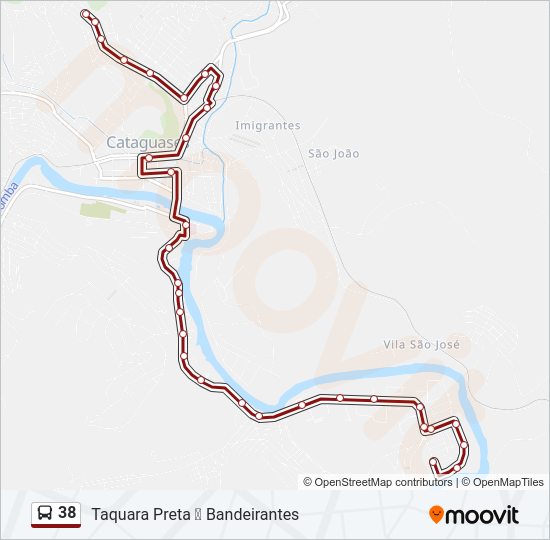 Mapa da linha 38 de ônibus