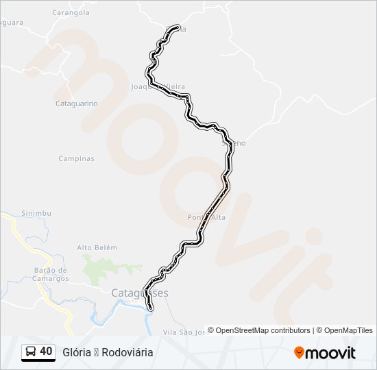Mapa da linha 40 de ônibus