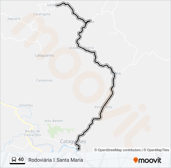 Mapa da linha 40 de ônibus