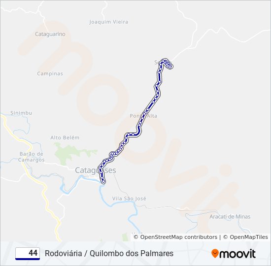 Mapa da linha 44 de ônibus