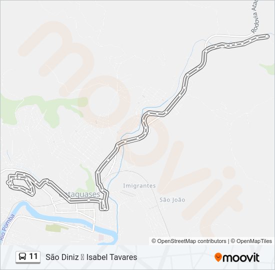 Mapa da linha 11 de ônibus