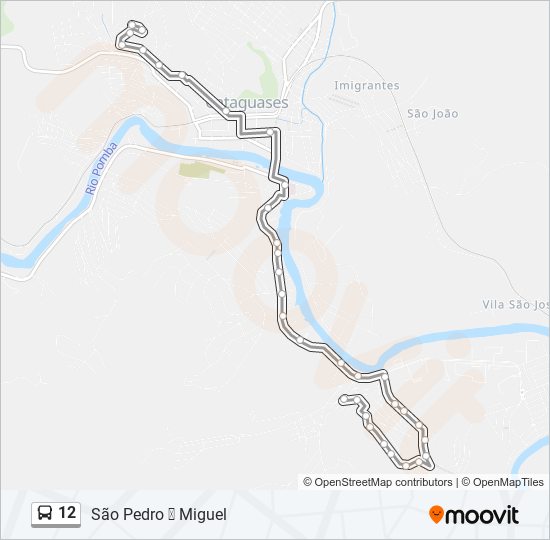 Mapa da linha 12 de ônibus