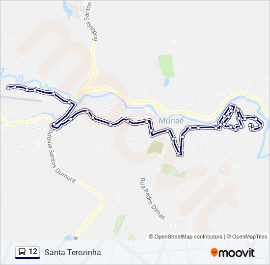 Mapa da linha 12 de ônibus