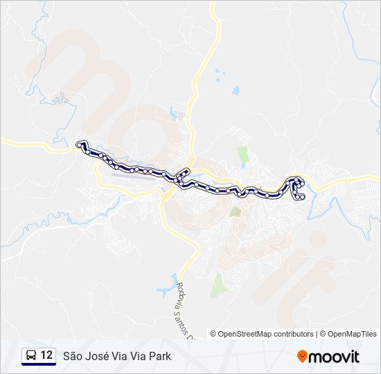 Mapa da linha 12 de ônibus