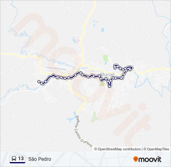 Mapa da linha 13 de ônibus