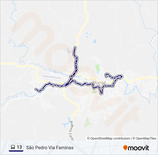 Mapa da linha 13 de ônibus