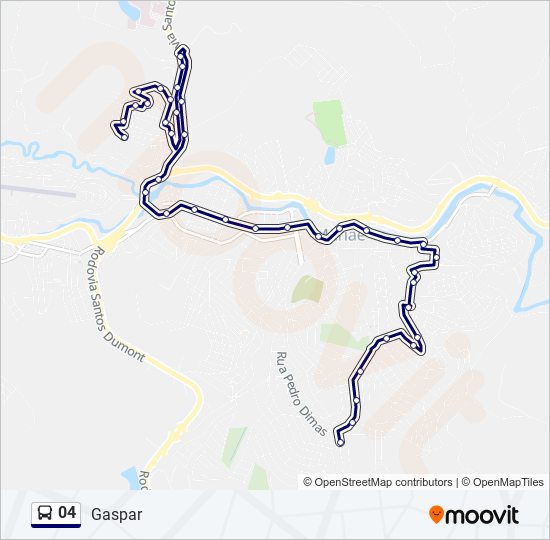 Mapa da linha 04 de ônibus