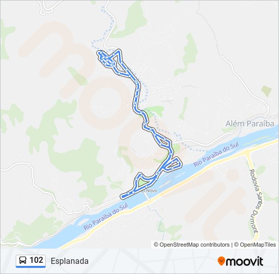 Mapa da linha 102 de ônibus