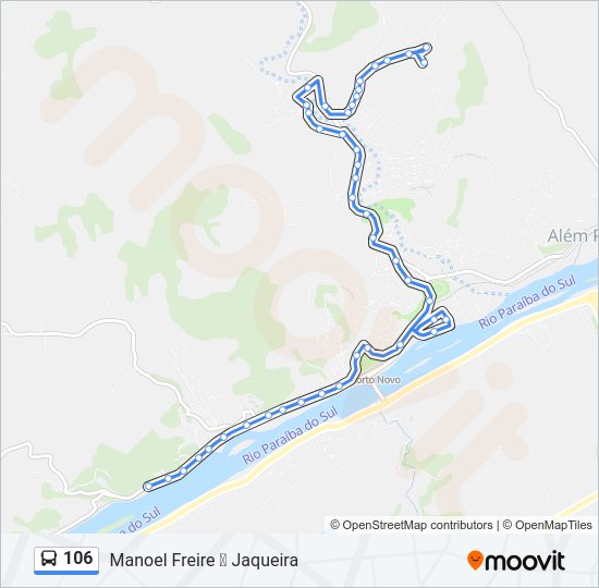 Mapa da linha 106 de ônibus