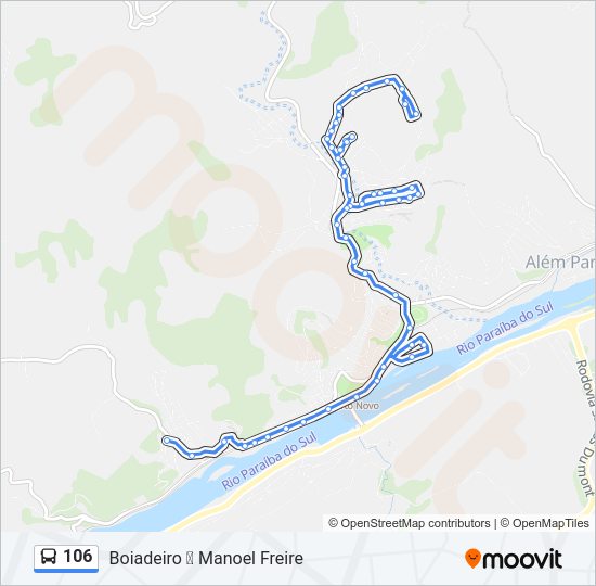Mapa da linha 106 de ônibus