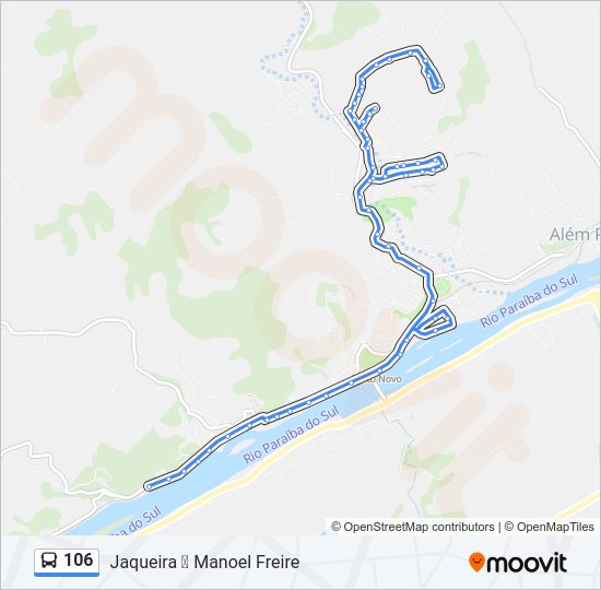 Mapa da linha 106 de ônibus