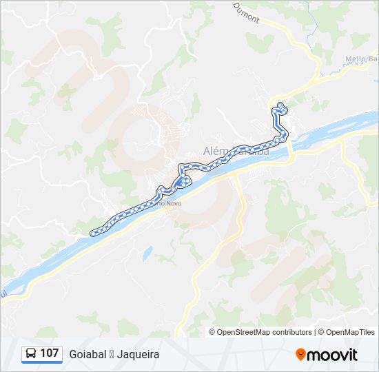 Mapa da linha 107 de ônibus