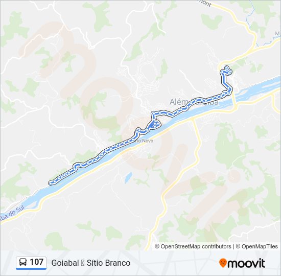 Mapa da linha 107 de ônibus