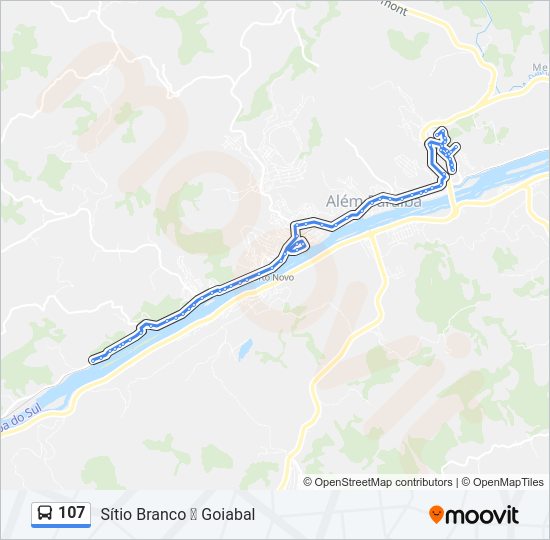 Mapa da linha 107 de ônibus
