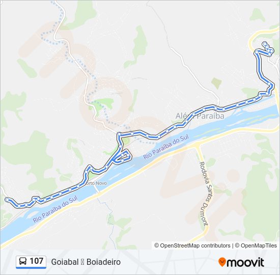 Mapa da linha 107 de ônibus
