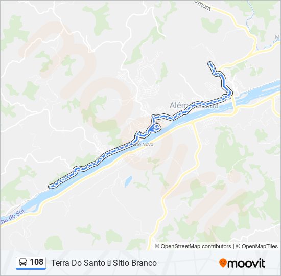 Mapa da linha 108 de ônibus