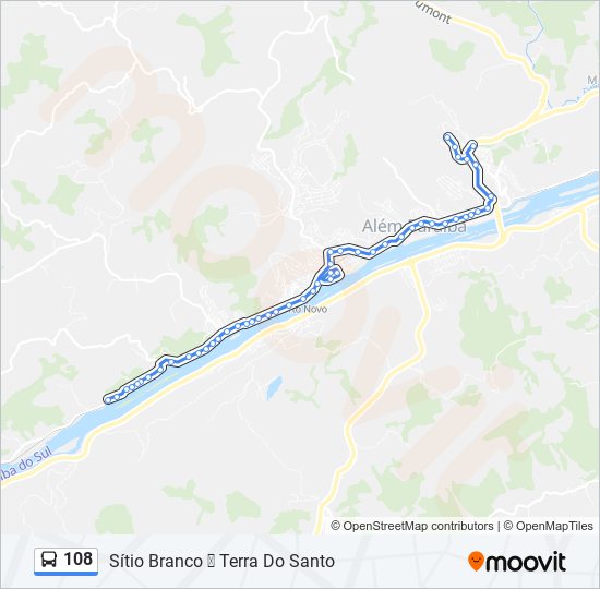 Mapa da linha 108 de ônibus