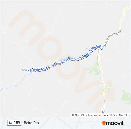 Mapa da linha 109 de ônibus