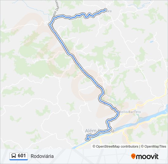 Mapa da linha 601 de ônibus