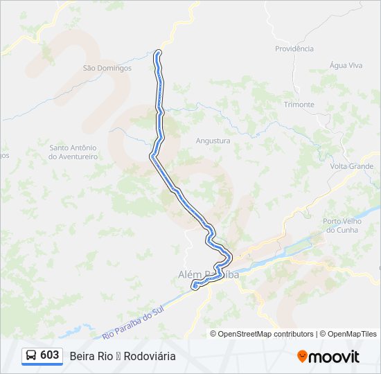 Mapa da linha 603 de ônibus