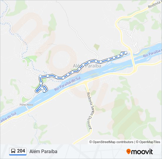 Mapa da linha 204 de ônibus